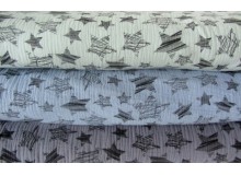 Double Gauze Musselin Sterne grau rauchblau mint